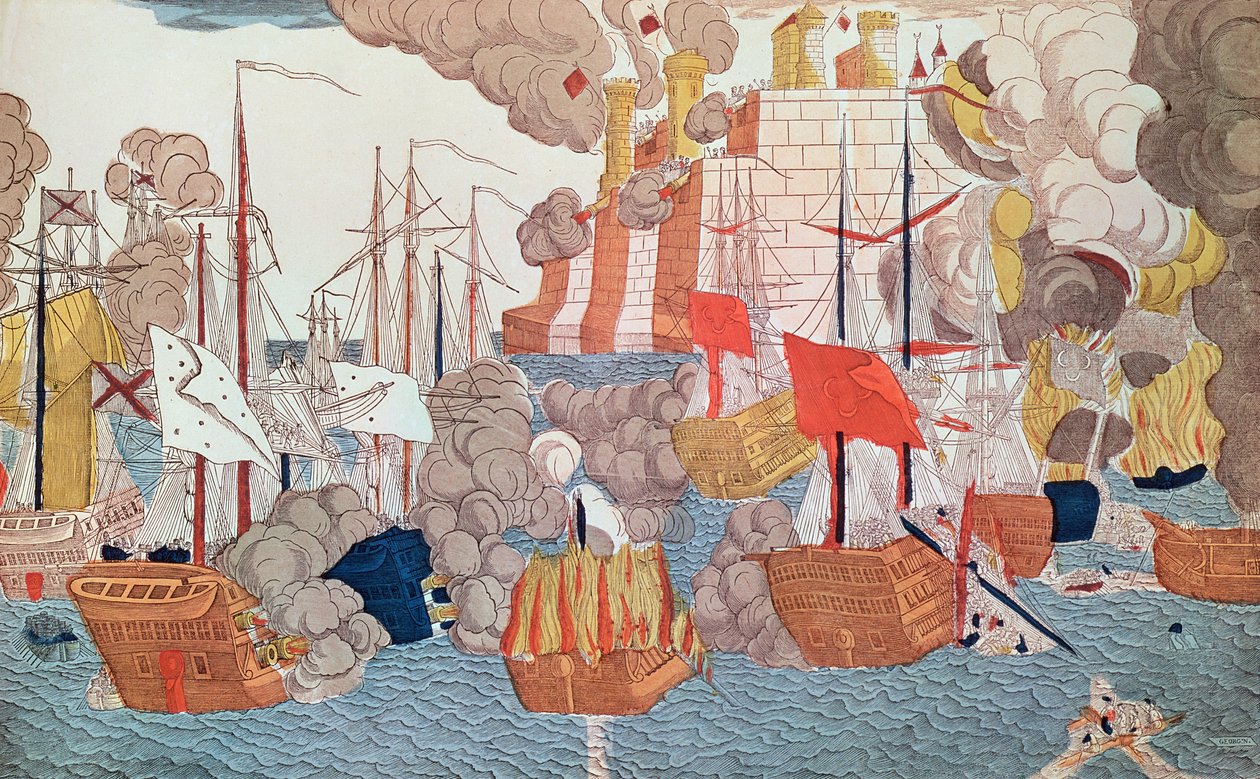 Die Belagerung von Navarino, 20. Oktober 1827 von French School