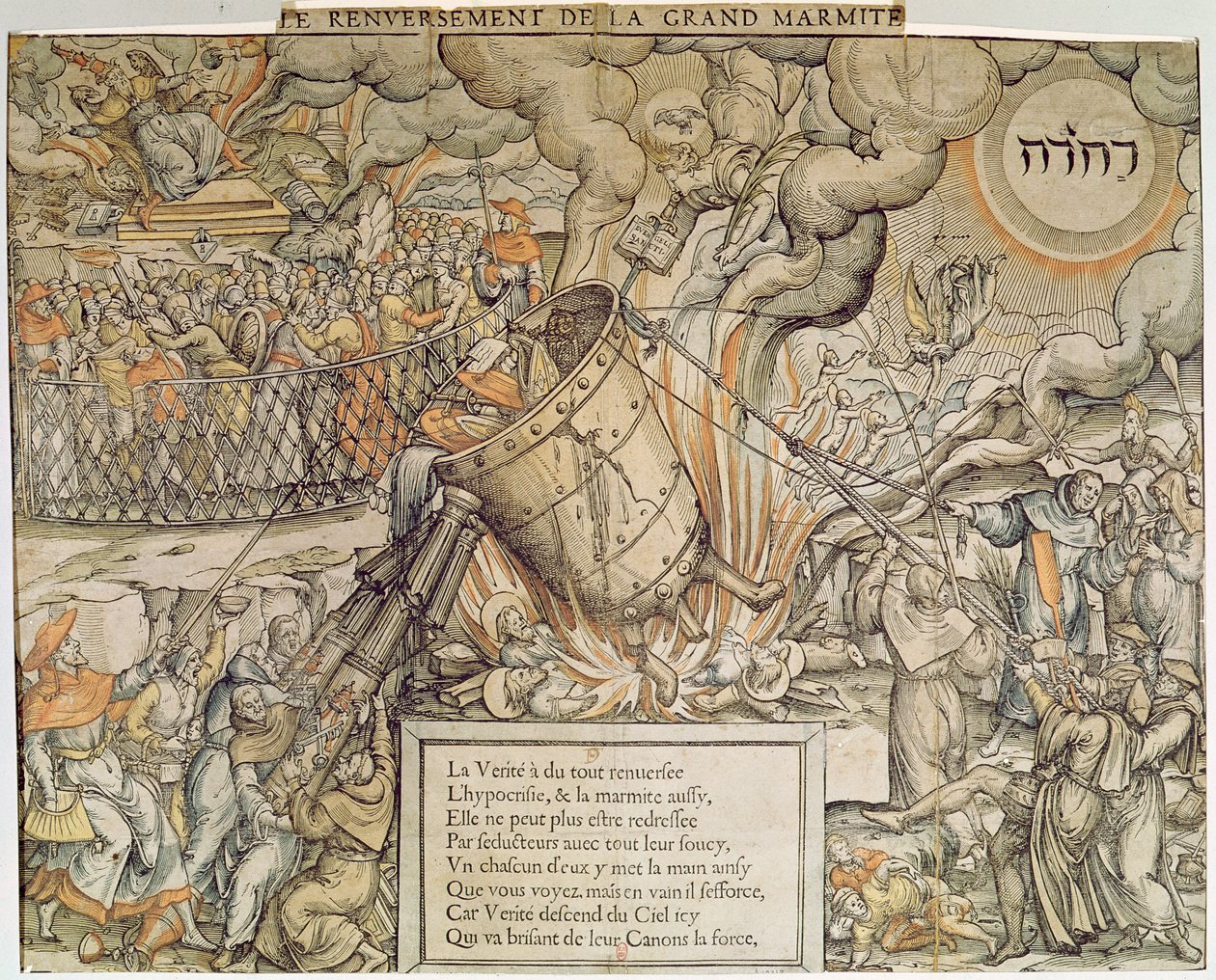 Der umstürzende Schmelztiegel (Farbstich) von French School