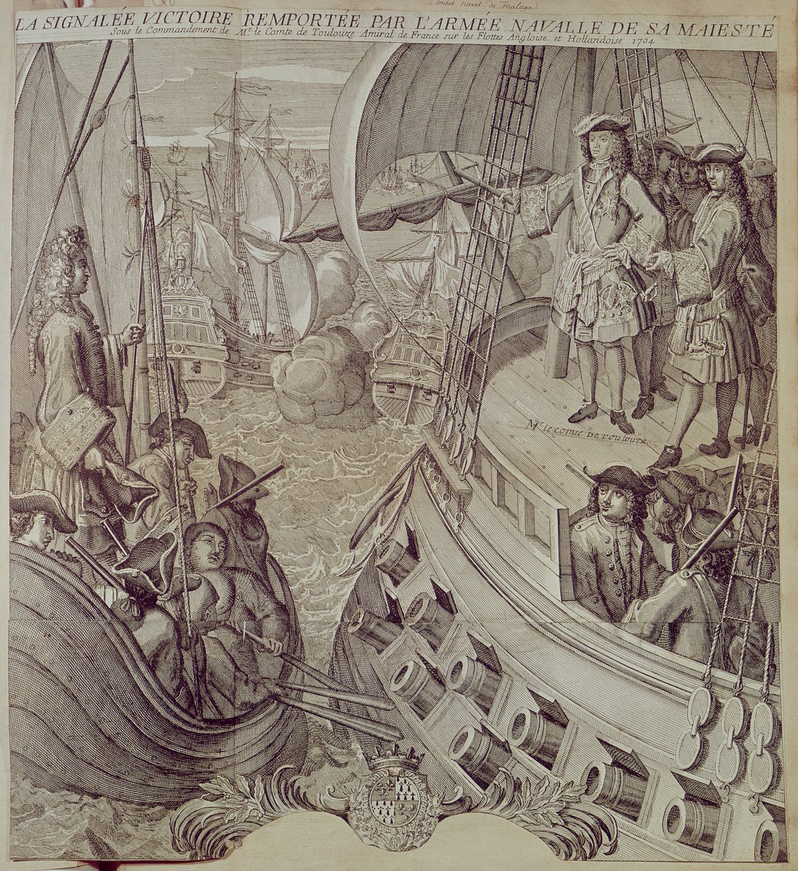 Sieg der Marine von Ludwig XIV. gegen die englische und niederländische Flotte im Jahr 1704 von French School