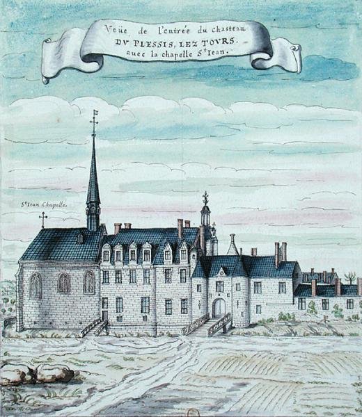 Ansicht des Château de Plessis-les-Tours und der Kapelle St. Jean in der Touraine, 1699 von French School