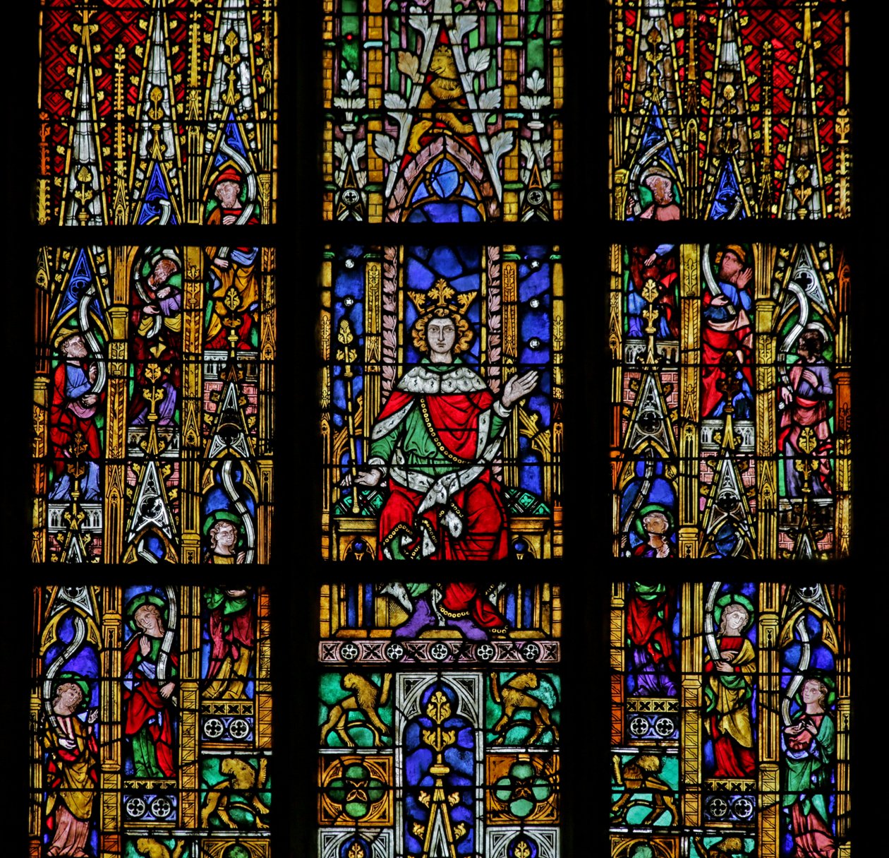 Fenster mit dem thronenden Salomo, ca. 1320, 14.-20. Jahrhundert (meist modern) von French School