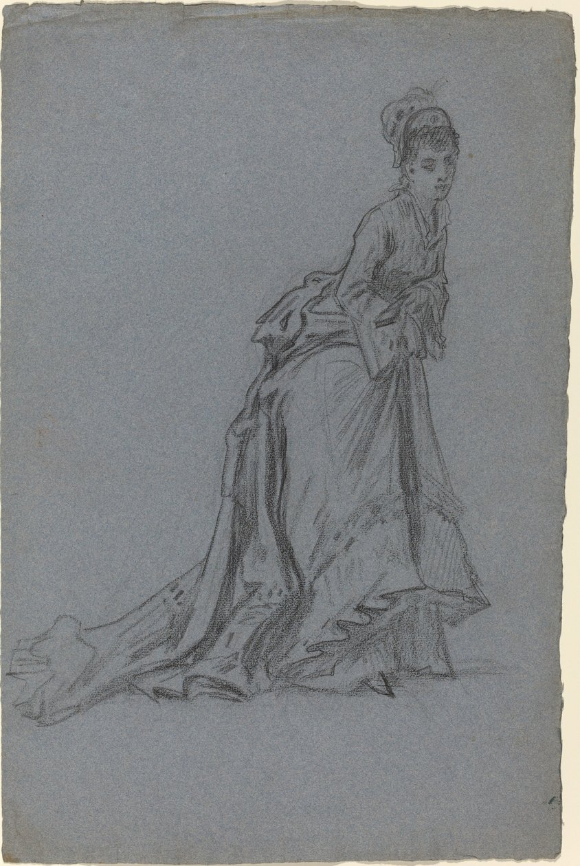 Modische junge Frau schreitet voran von French 19th Century