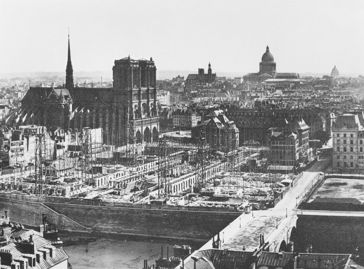 Bau des Hôtel-Dieu, Paris, 1867 von French Photographer