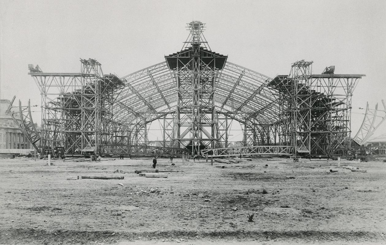 Bau der Galerie des Machines für die Weltausstellung von 1889 von French Photographer