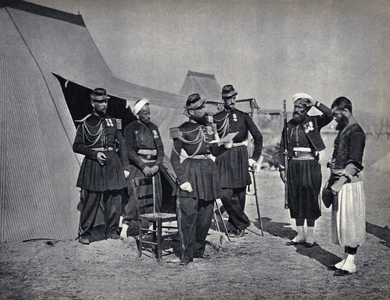 Bestrafung, Soldaten der französischen Armee während der Krim-Kampagne 1854. Fotografie, späte 19. Jahrhundert. von French Photographer
