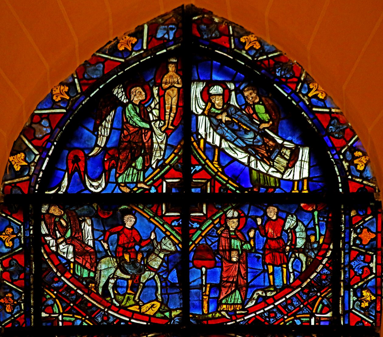 4 Tafeln aus dem St. Germain Fenster von French School
