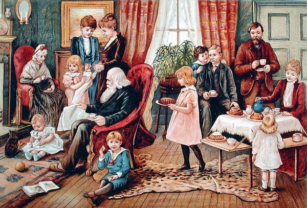 Eine Familie beim Tee, um 1900 von French School