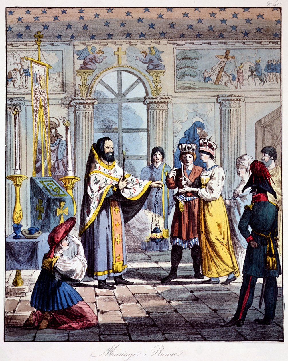 Eine russisch-orthodoxe Hochzeit, frühes 19. Jahrhundert von French School