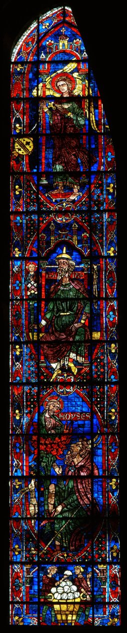 Ein Seraphim, Jesaja, Moses und der brennende Busch und Stifterfiguren von French School