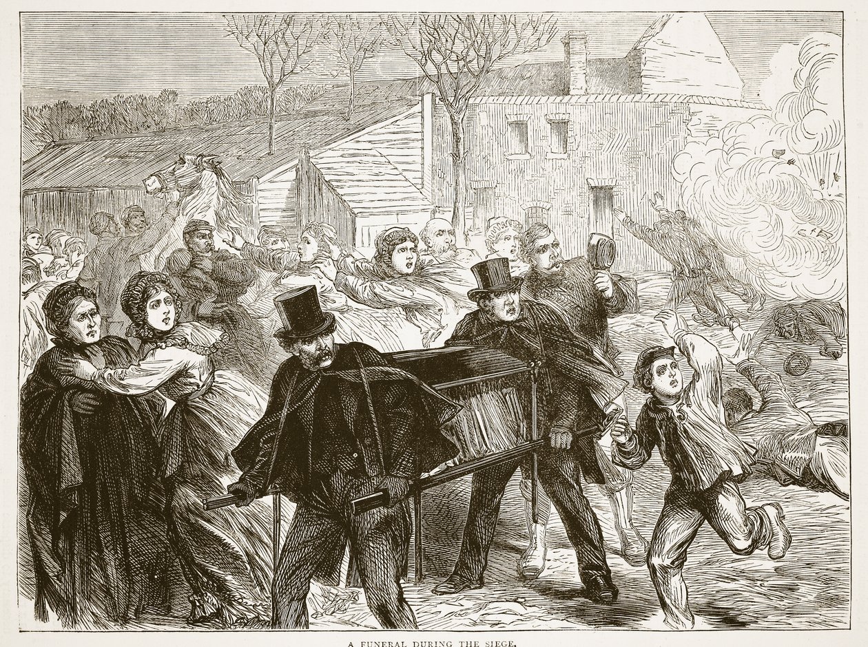 Eine Beerdigung während der Belagerung, März 1871, Illustration aus Cassells Geschichte des Krieges zwischen Frankreich und Deutschland, 1870-1871 von French School