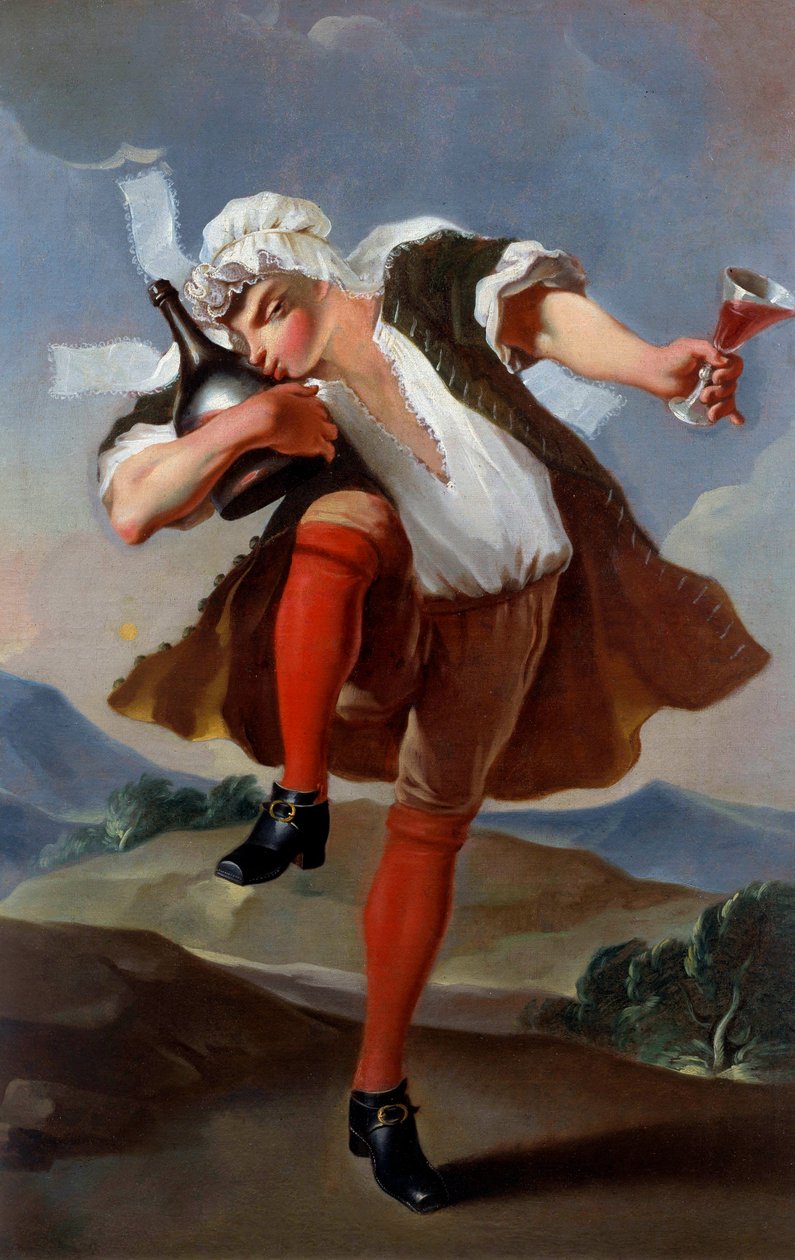 Ein gutes Flaschenweinhändler-Schild. Anonymes Gemälde um 1760. Paris, Musée Carnavalet von French School