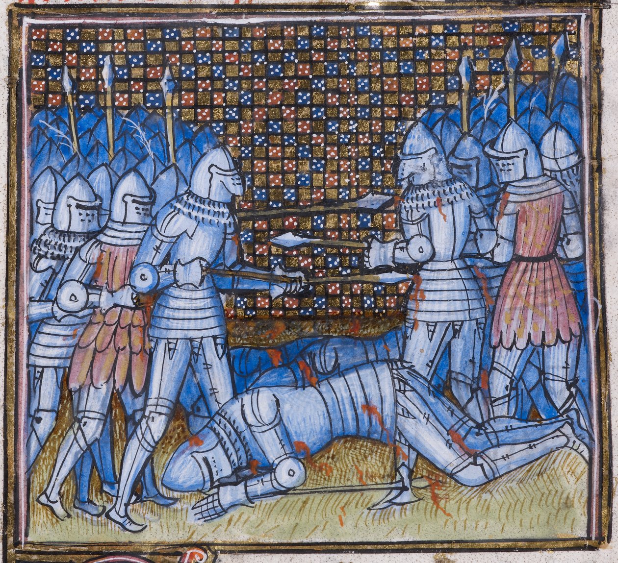 Tod von Sir John Chandos. Eine mittelalterliche Schlacht, Illumination aus 