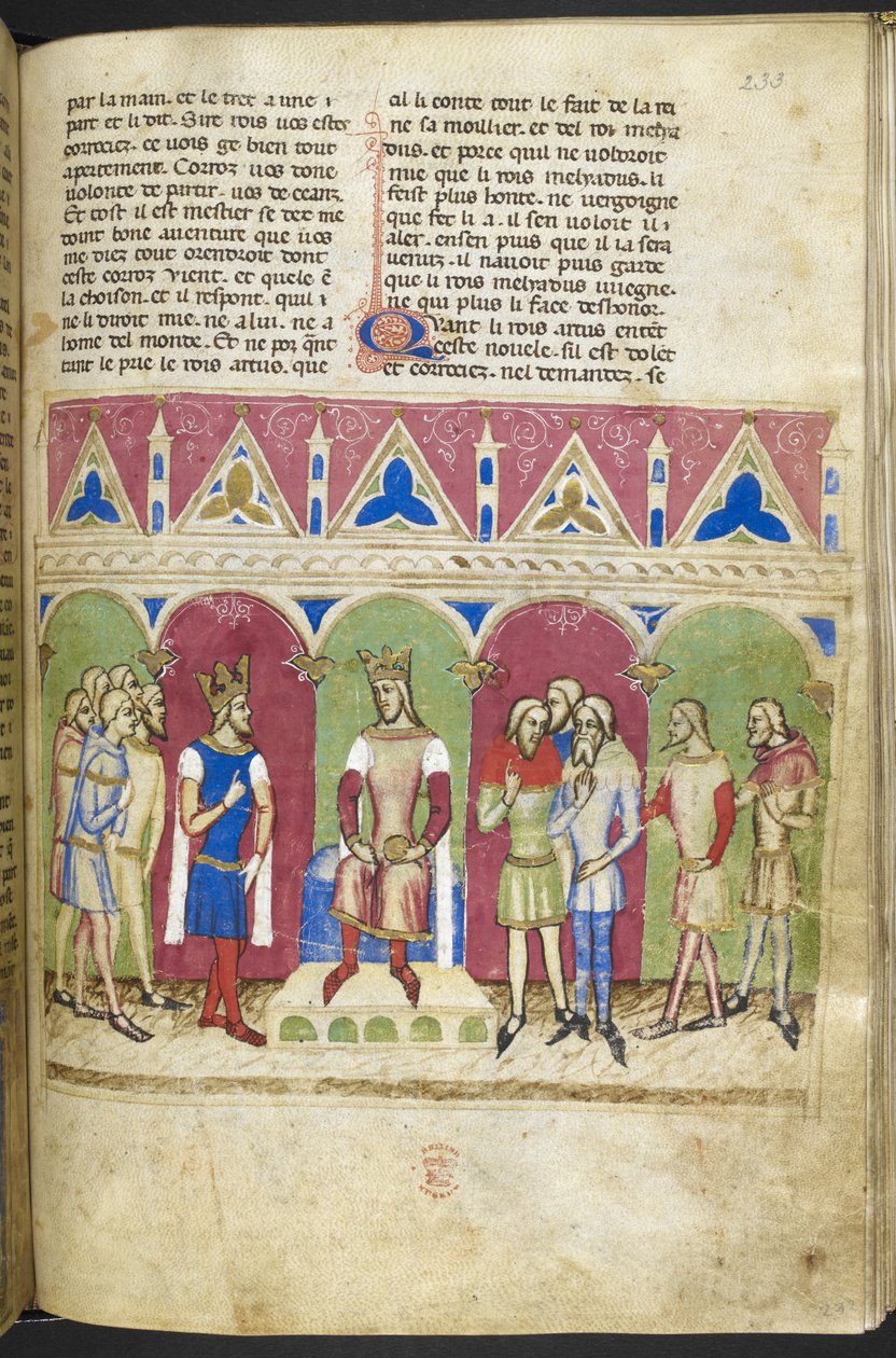 Add. MS 12228, f.223, Roman du Roy Meliadus de Leonnoys, c.1352 (Pergament) von French School