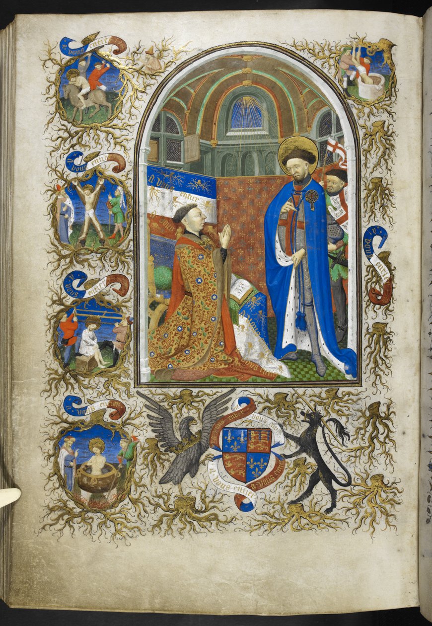 Herzog von Bedford vor St. Georg, aus dem Stundenbuch (Die Bedford Stunden) von French School