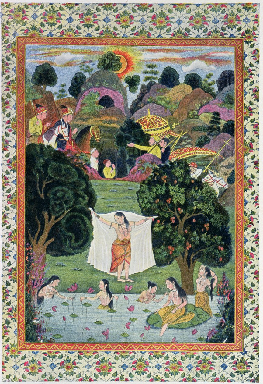 Jugendliche beim Baden, Illustration aus Tausendundeine Nacht, 1895 (Farbstich) von French School