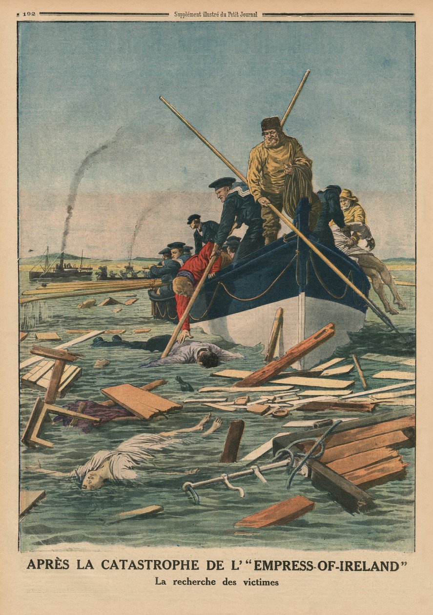 Nach dem Unglück der Empress of Ireland, Suche nach den Opfern (Rückseitige Illustration aus 