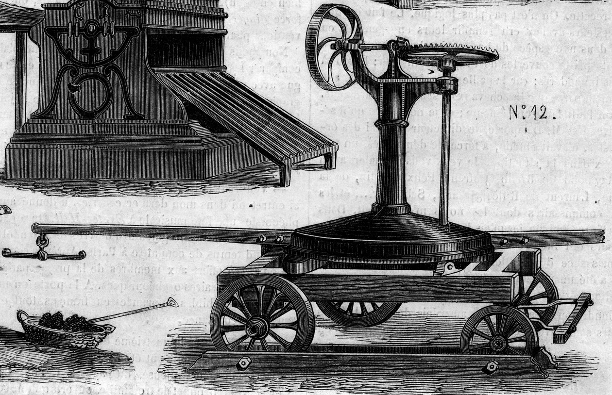 Landwirtschaftsmaschine: ein tragbares Karussell, präsentiert auf dem Pariser Landwirtschaftswettbewerb 1860. Gravur in 