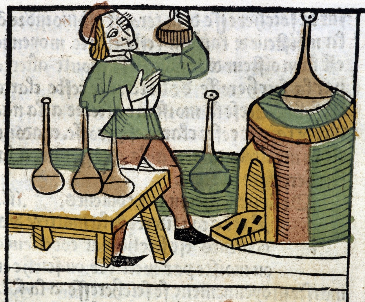 Alchemist - in "Les propriétaires des choses corporelles et spirituelles" (Buch XVIII) von Glanville, Lyon von French School