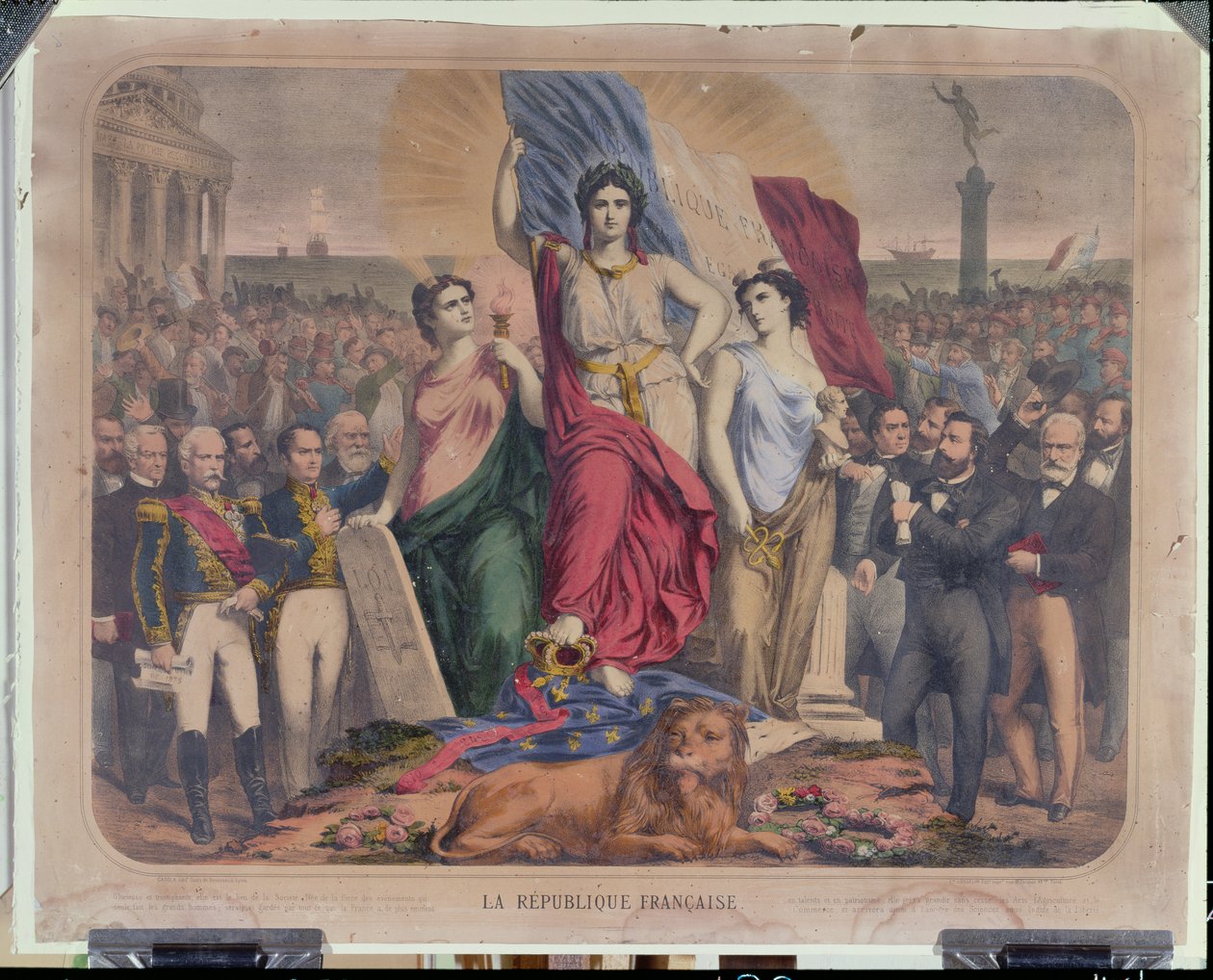 Allegorie der Französischen Republik, die Adolphe Thiers (1797-1877), Léon Gambetta (1838-1882) und Victor Hugo (1802-1885) darstellt von French School