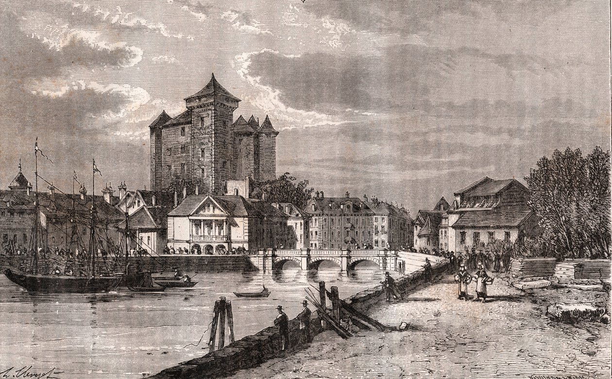Annecy - Auvergne-Rhône-Alpes - Gravur in „La France illustrée: géographie, histoire, administration statistique“ von V.A. Malt-Brown. 1884 von French School