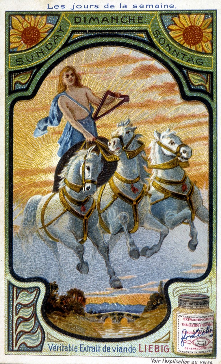 Apollo-Tank. Illustration von Sonntag für die Werbung für „Der wahre Liebig Fleischextrakt“ (19. Jahrhundert). von French School