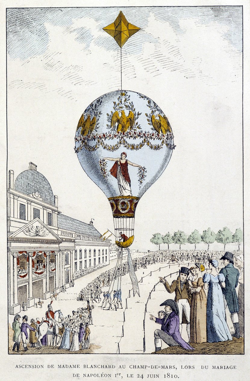 Aufstieg von Madame de Blanchard zum Champs-de-Mars, bei der Hochzeit von Napoleon I., 24. Juni von French School