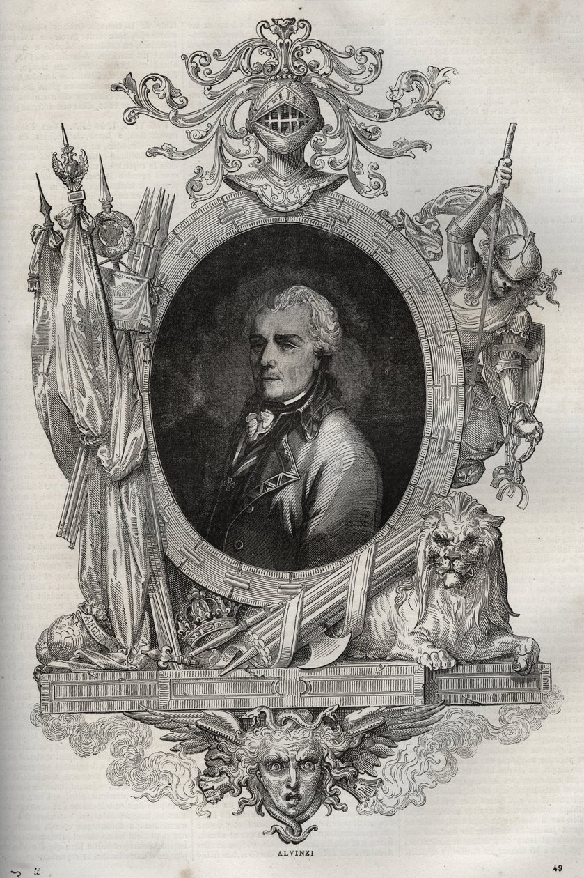 Baron Joseph Alvinczi (Alvinczy von Borberek) (1735-1810) österreichischer General - Neue Nationale Enzyklopädie von Maurice La Charest - 1870 von French School