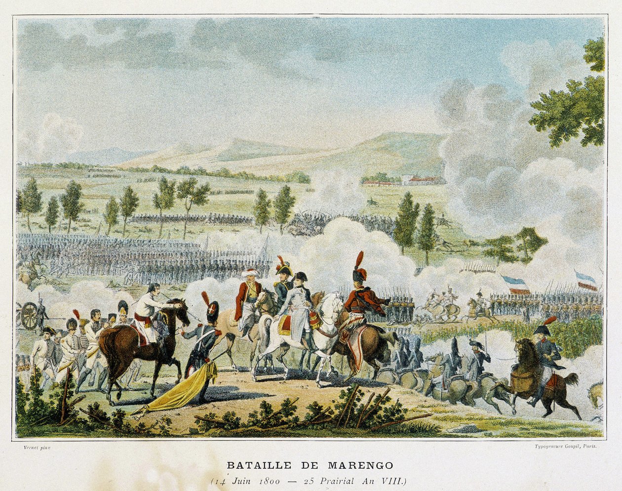 Schlacht von Marengo (Piemont - Italien) am 14. Juni 1800, bei der Bonaparte den Sieg über die Österreicher errang von French School