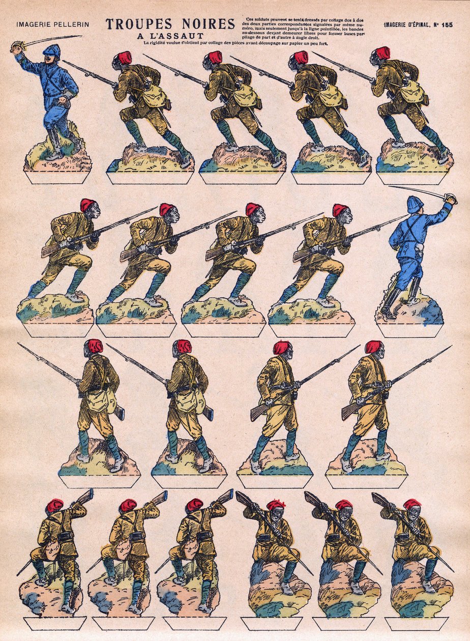Schwarze Truppen stürmten in die französische Armee aus afrikanischen Kolonien. Bild von Epinal, Anfang des 20. Jahrhunderts von French School