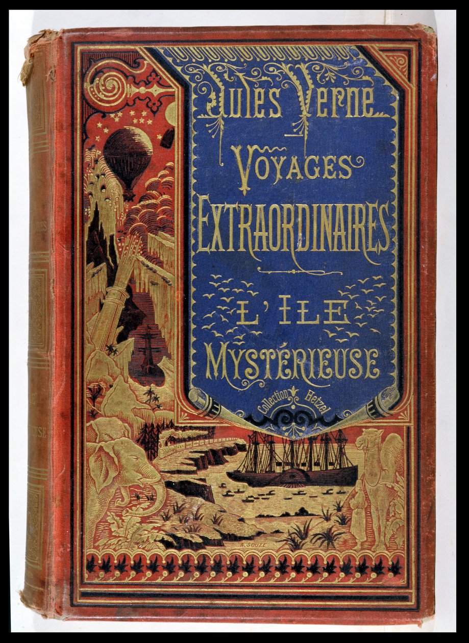 Buchumschlag von Die geheimnisvolle Insel von Jules Verne (1828-1905), Ausgaben Hetzel 1875 von French School