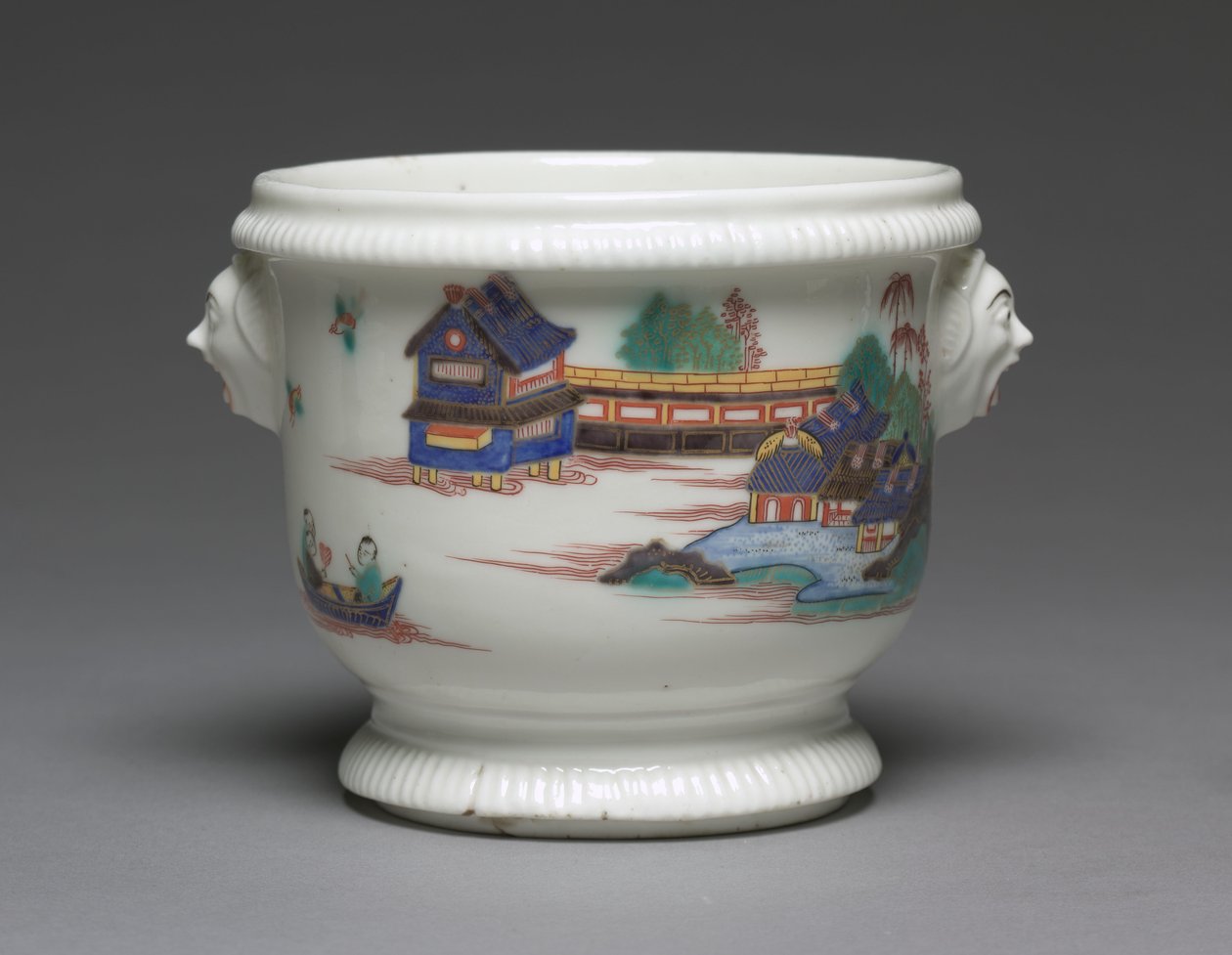 Flaschenkühler, hergestellt von der Saint Cloud Porzellanmanufaktur, Frankreich, ca. 1725-1735 von French School