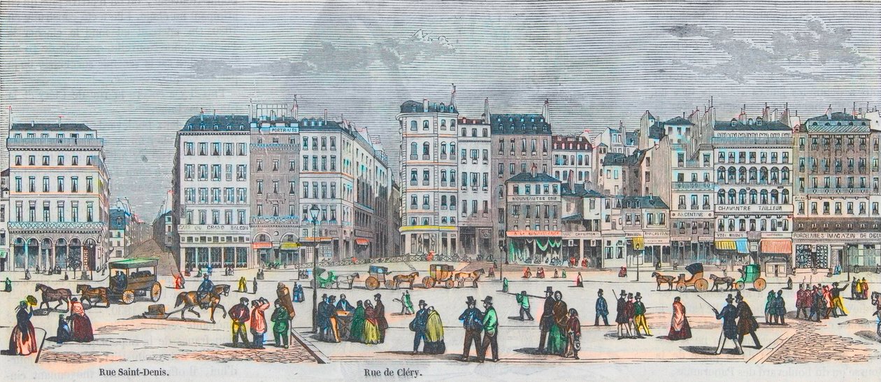Boulevard Saint-Denis und Boulevard Bonne-Nouvelle - Rue Saint-Denis - Rue de Clery - Gravur in "Tableau-de-Paris" von Edmond Texier 1852 von French School