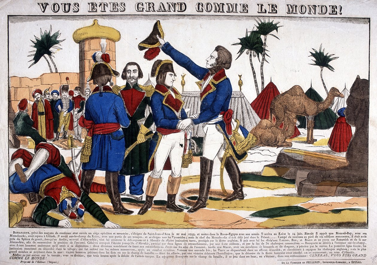 Kampagne (Expedition) von Ägypten (1798-1801) unter der Leitung von Napoleon Bonaparte im Jahr 1799. Bild von Epinal von French School