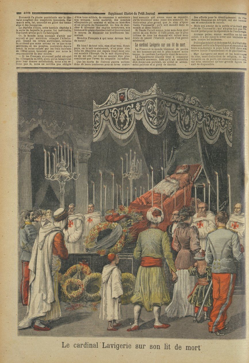 Kardinal Lavigerie (1825-92) auf seinem Sterbebett, aus Le Petit Journal, 17. Dezember 1892 von French School
