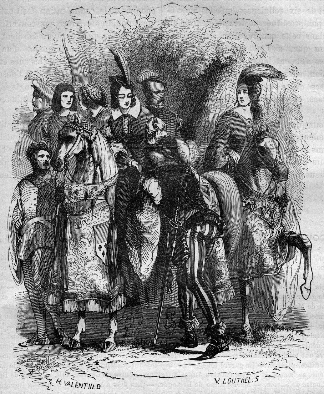 Fall des Turms von Nesle: Prinzessin Margarete von Burgund (1290-1315) und ihre beiden Schwestern (Jeanne und Blanche) wegen Ehebruchs angeklagt. Gravur in „Geschichte der Prostitution und Ausschweifung bei allen Völkern der Welt von der Antike bis zur Geg von French School