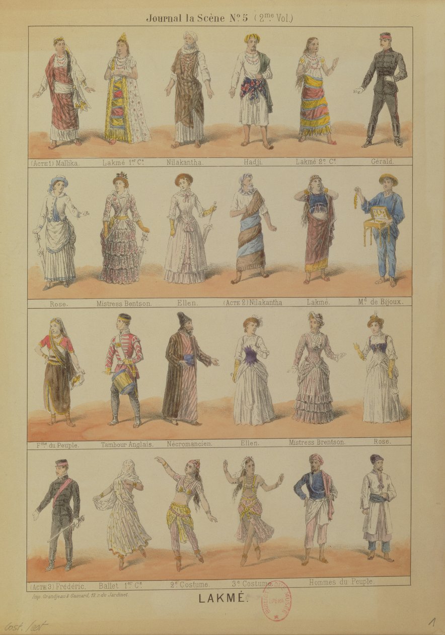 Besetzung der Oper Lakme von Leo Delibes (1861-91) von French School