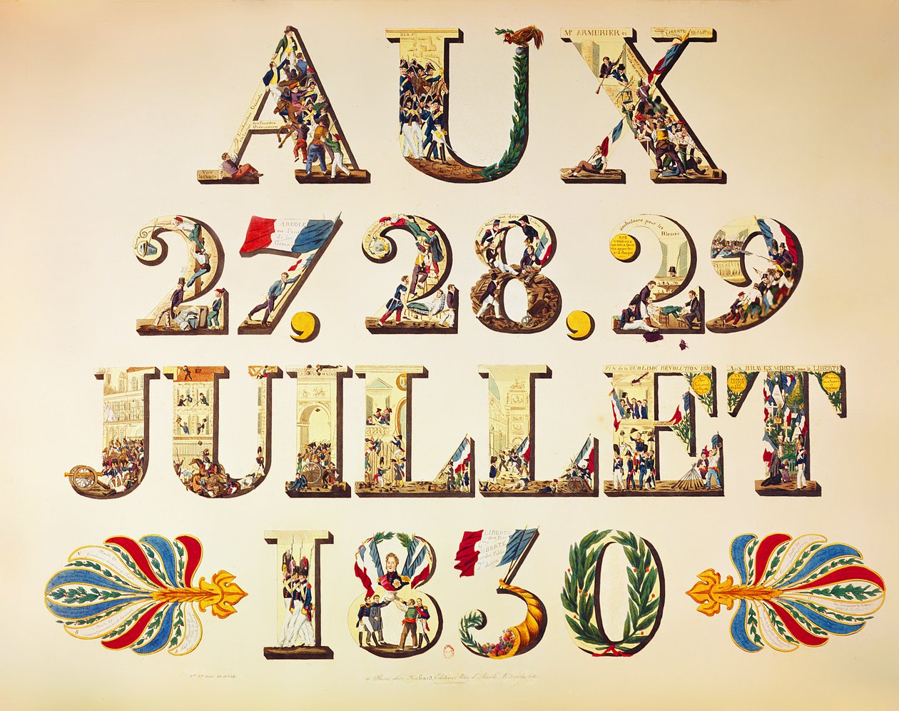 Feier der drei glorreichen Tage, 27., 28. und 29. Juli 1830 von French School