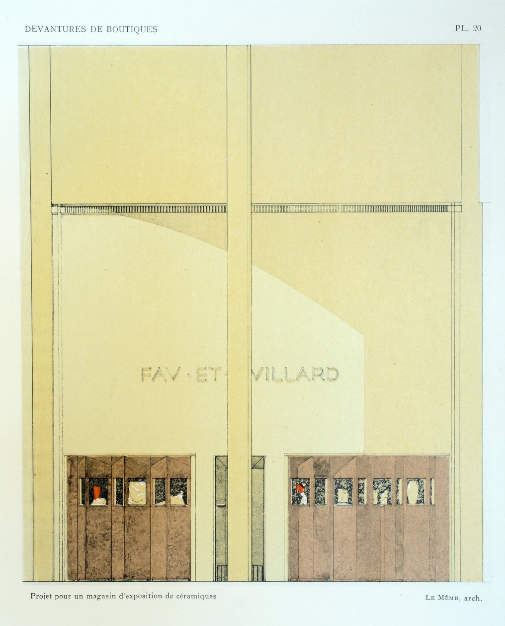 Keramik-Showroom, Platte 20, Illustration aus Devantures de Boutiques von Louis-Pierre Sezille, Paris, 1927 von French School