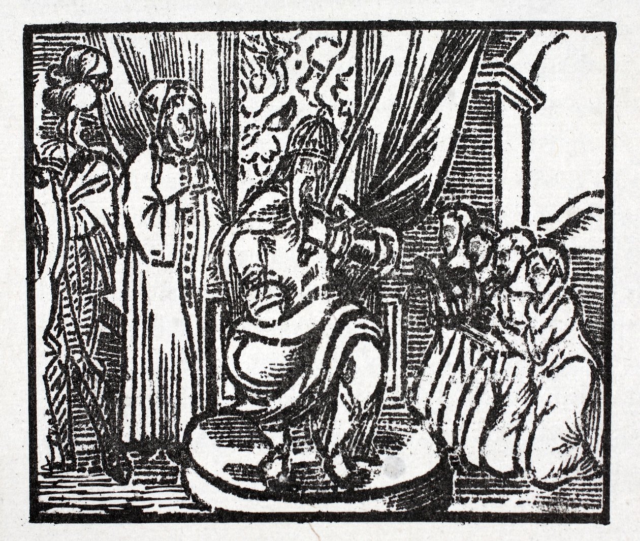 Karl der Große schlägt die Ritter Reynauld, Guichard, Alard und Richardet, Söhne des Herzogs von Aymon, zu Rittern von French School