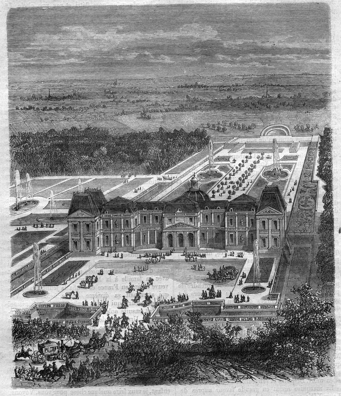 Schloss Vaux-le-Vicomte von Nicolas Fouquet (1615-1680), Vizegraf von Melun und Vaux, Finanzminister von Ludwig XIV. Gravur in „Histoire des Papes-Rois-Queen and Empereurs à travers les siècles“ von Maurice Lachatre von French School