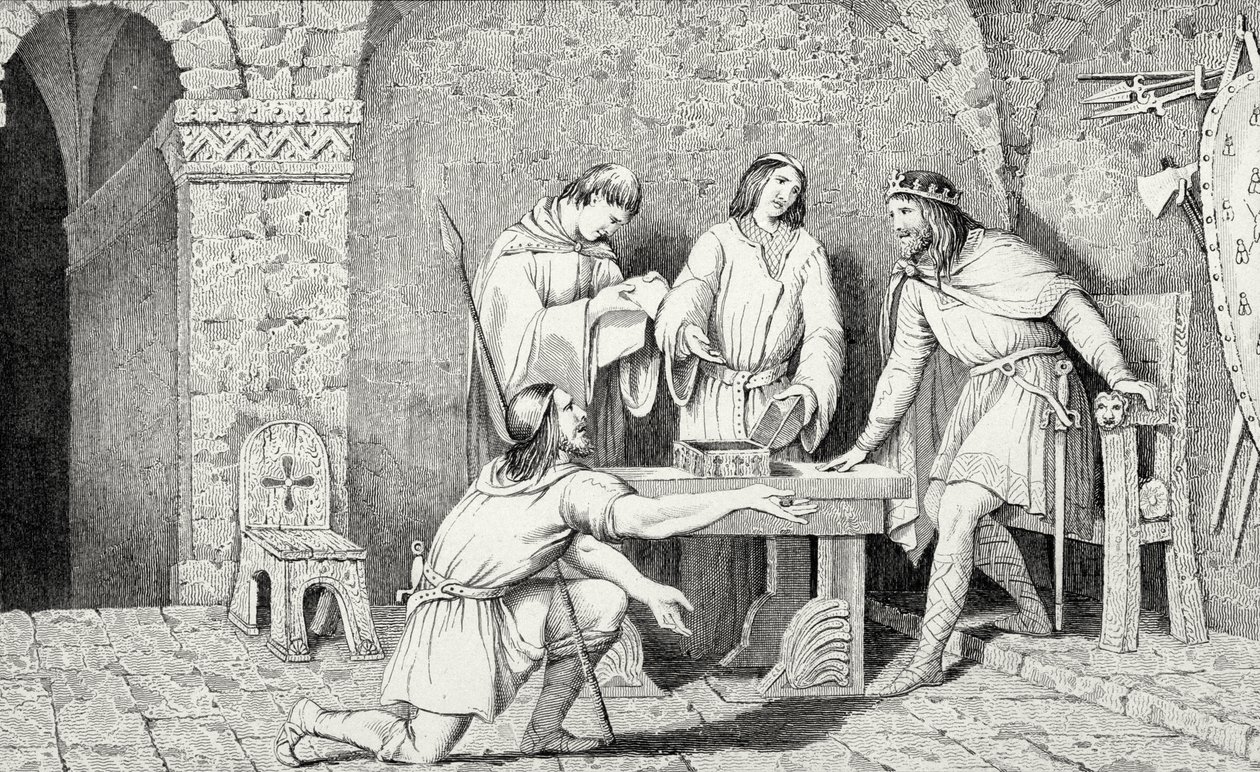 Childerich I. (gest. 481) und die Geschichte der zwei Hälften der Goldmünze, aus 