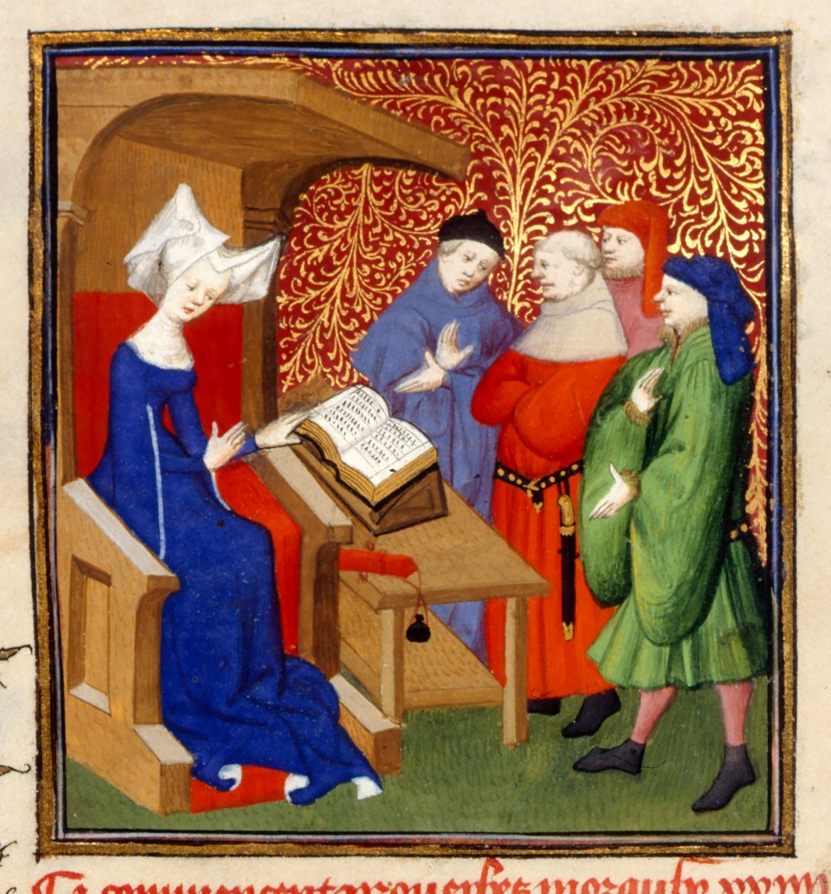Christine unterrichtet, MS Harley 4431, f.259v, Frankreich, ca. 1410-14 von French School