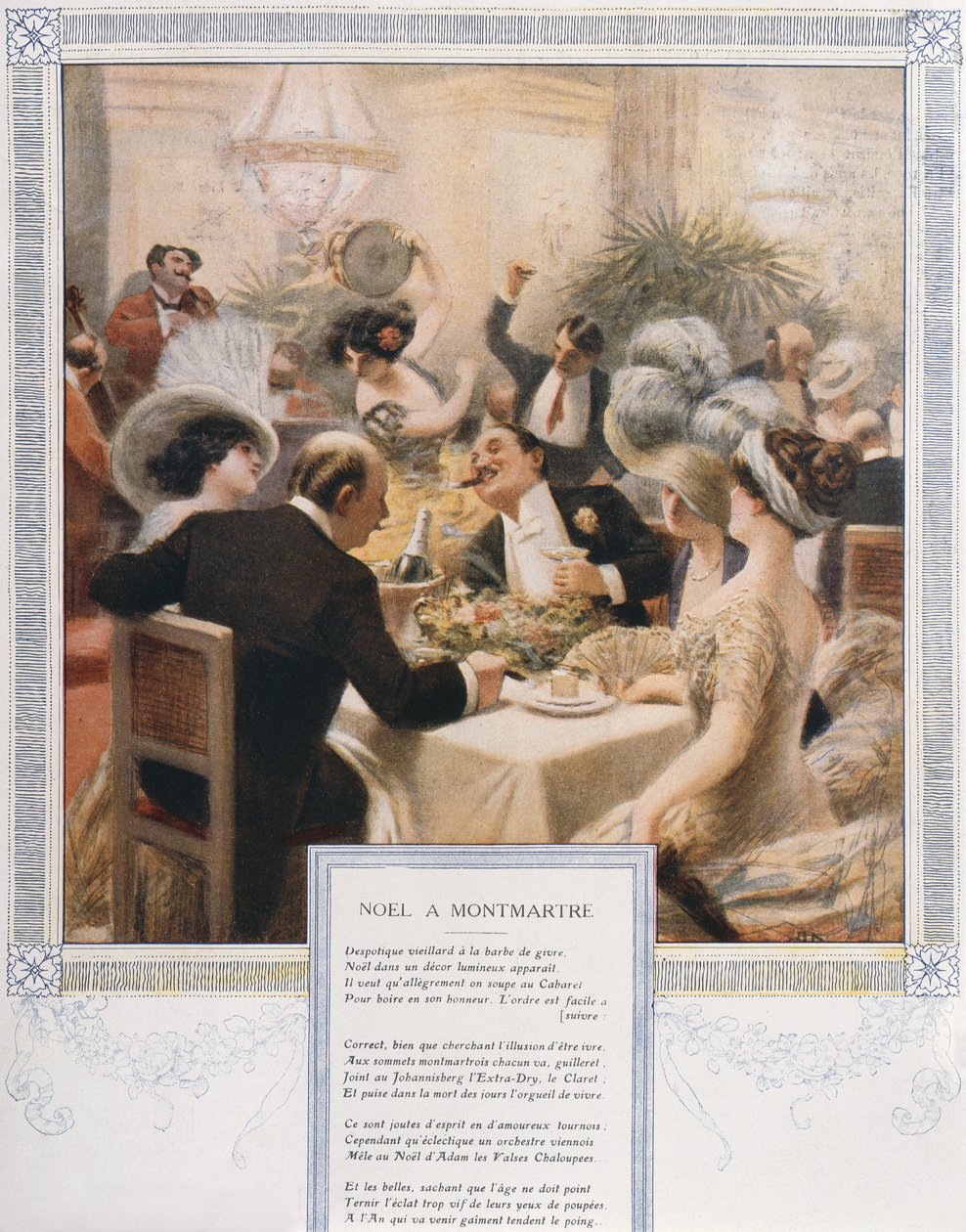 Weihnachten in Montmartre, Weihnachtsabendessen in einem luxuriösen Restaurant, ca. 1900 von French School
