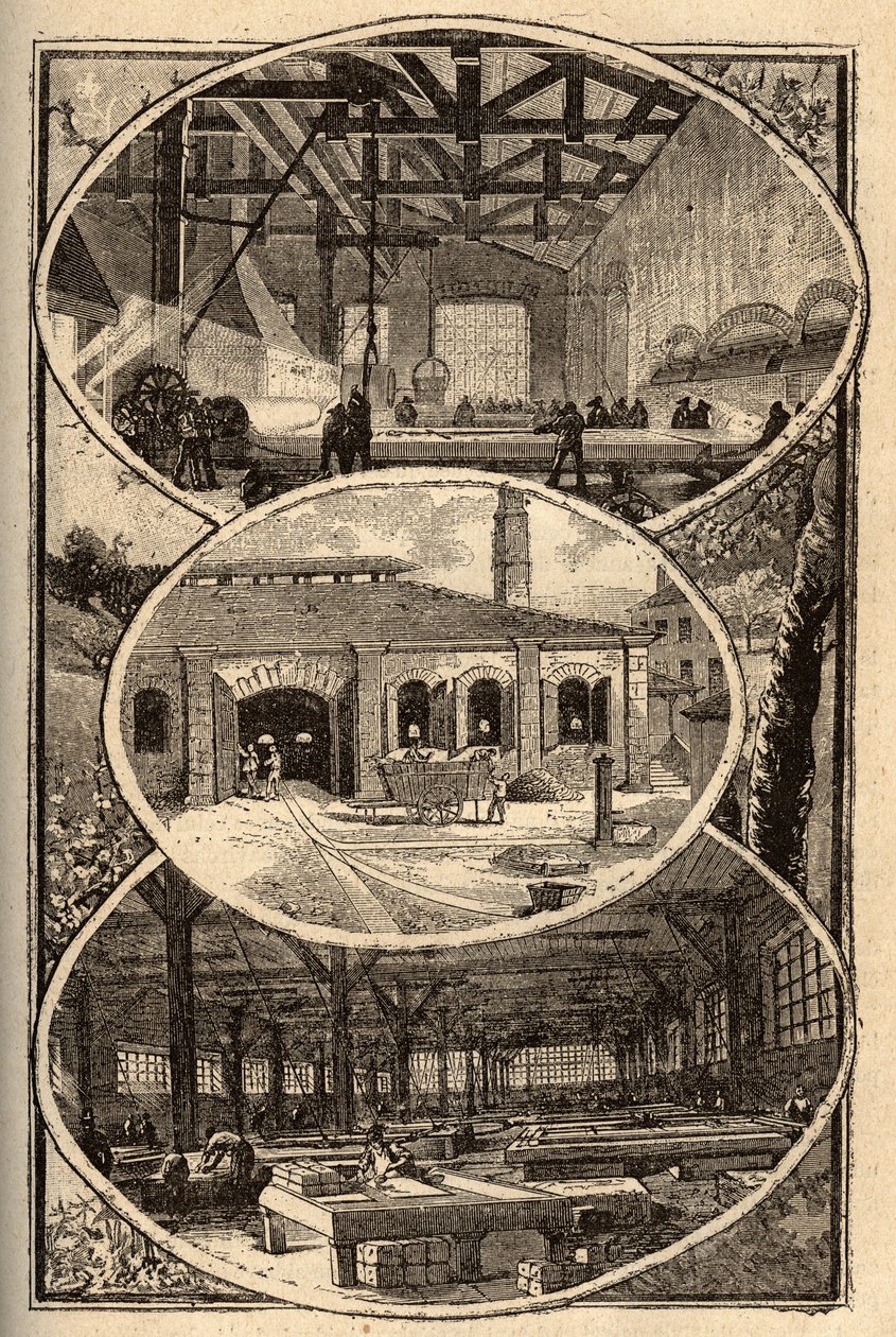 Cirey-sur-Vezouze (Meurthe-et-Moselle) - MANUFACTURE DES GLACES - Gravur in „PATRIE“ - DESCRIPTION PICTURESQUE DE LA FRANCE EN 6 VOLUMES BY LUCIEN HUARD - Ende 19. Jahrhundert von French School