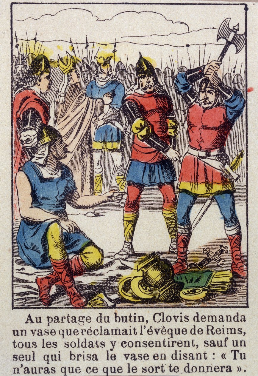 Clovis und die Soissons-Vase - Darstellung von Epinal aus dem 19. Jahrhundert von French School