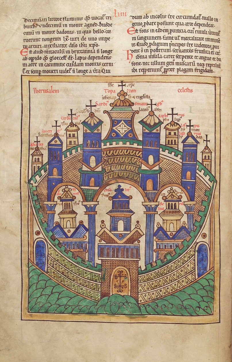 Plan des Himmlischen Jerusalem, aus Liber Floridus von Lambert de Saint-Omer, ca. 1120 von French School