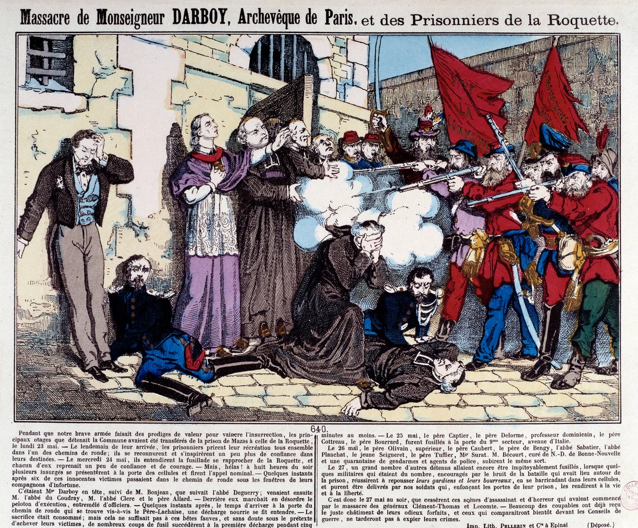Kommune von Paris: Massaker an Monsignore Darboy (1813-1871), Erzbischof von Paris, und den Gefangenen der Roquette am 24. Mai von French School