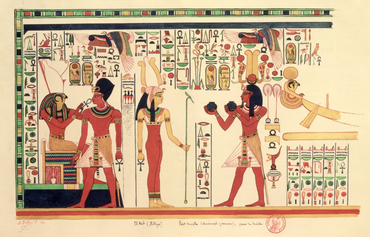 Kopie eines Freskos aus dem Tempel von Amenophis III. in El Kab (Elethya) 1841 von French School