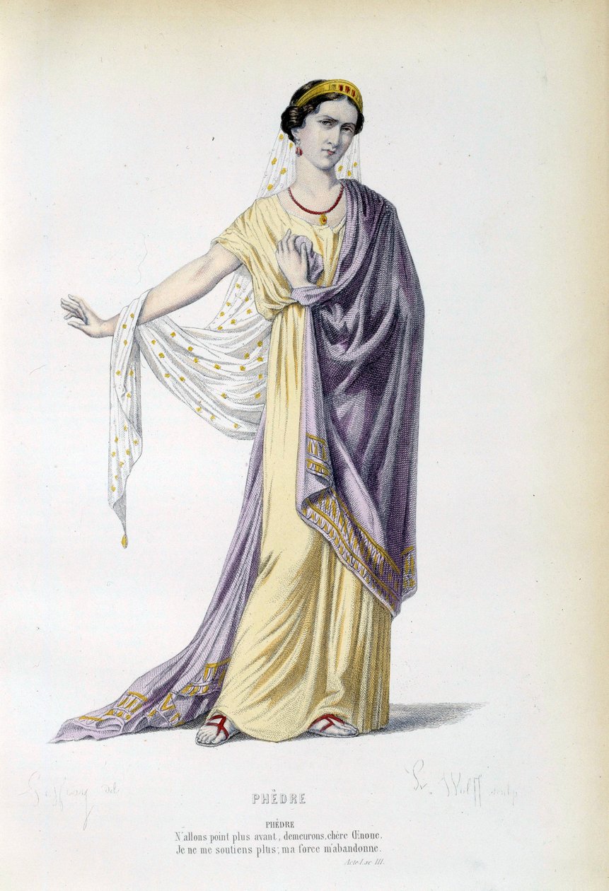 Kostüm für die Figur der Phèdre im gleichnamigen Stück von Jean Racine (1639-1699) 19. Jahrhundert Paris, Comédie-Française von French School
