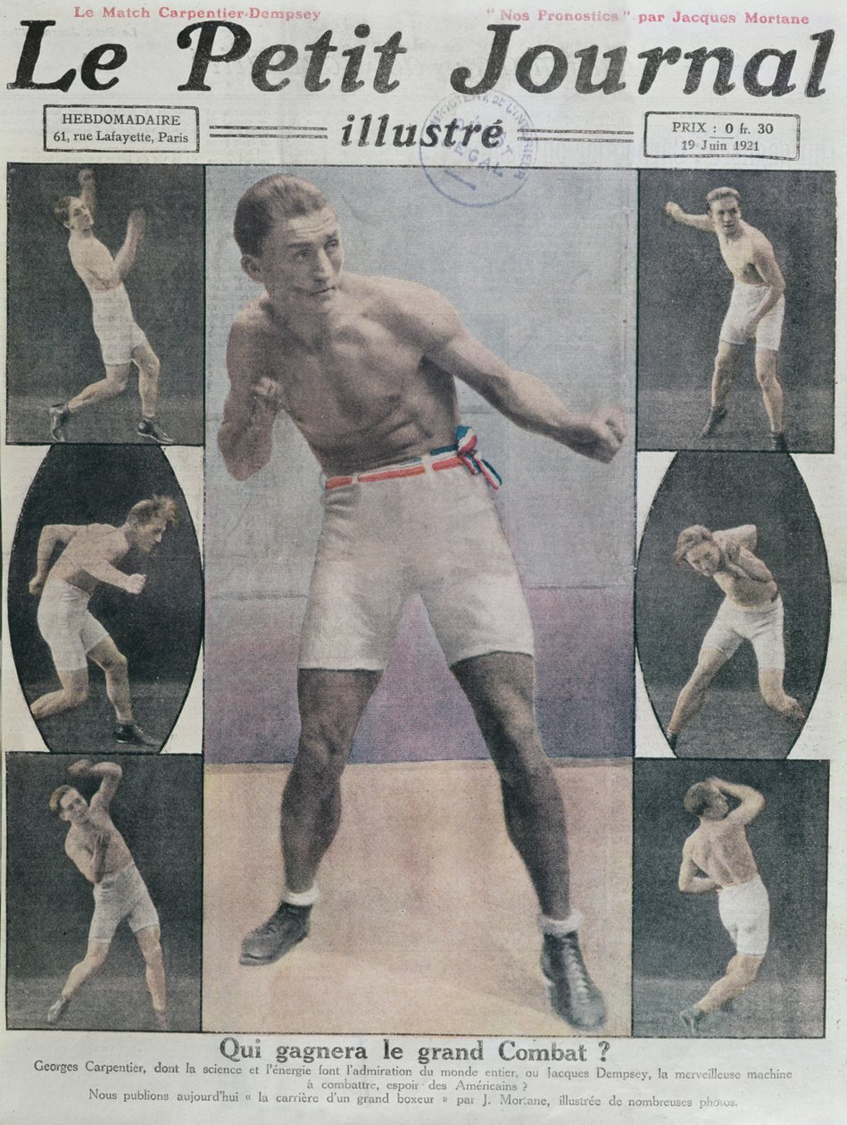 Titelblatt von Le Petit Journal mit dem Kampf zwischen Carpentier und Dempsey, 1921 von French School